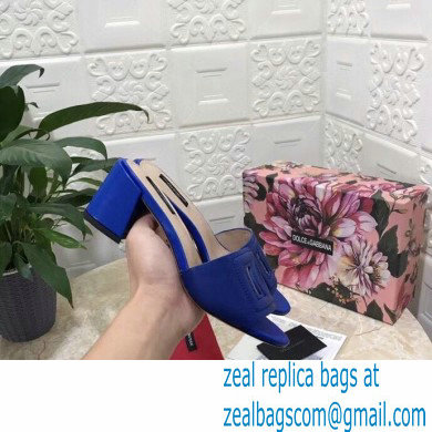 Dolce  &  Gabbana Heel 6.5cm Calfskin Mules Blue With DG Millennials Logo 2021